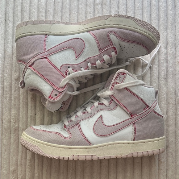 Nike Shoes - Nike Women's High-Top Sneakers - Light Pink and White